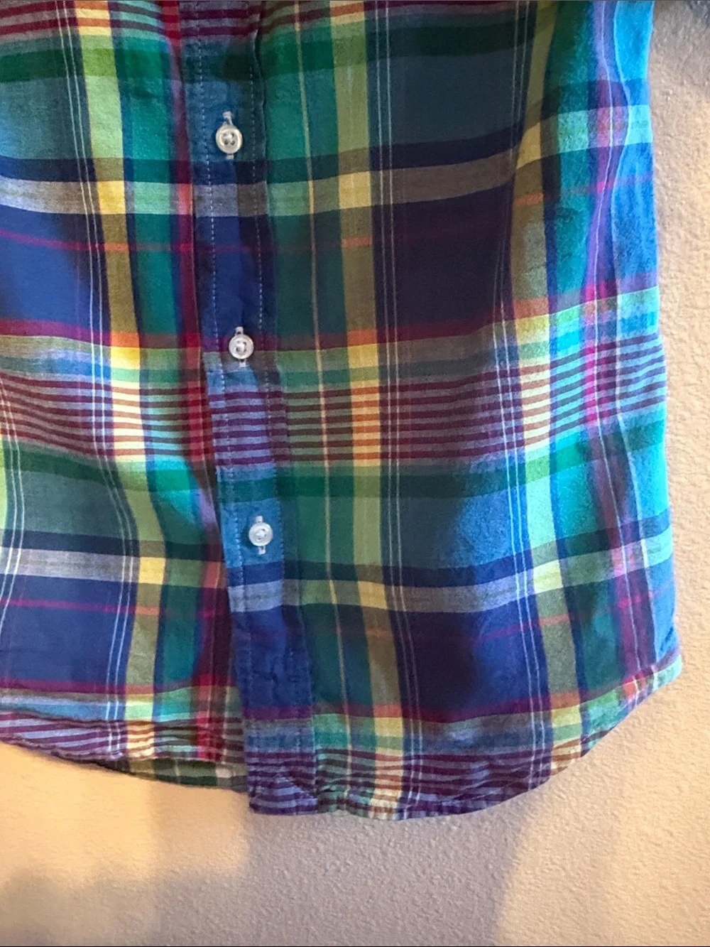 Ralph Lauren Boys Short-Sleeve Plaid Button-Down - Blue, Green & Yellow